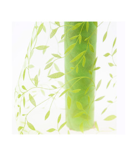 Tela Con Hojas Verde 35 cm X 9 m