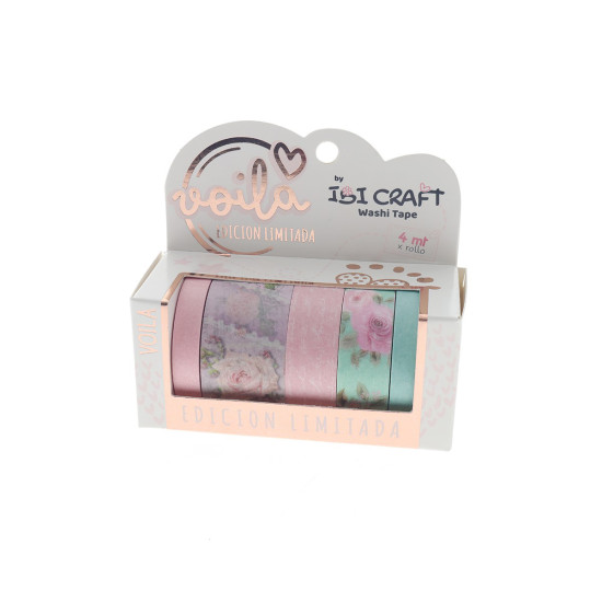Washi Tape Box 5 Rollos de 4 m Roses Edition Ibicraft