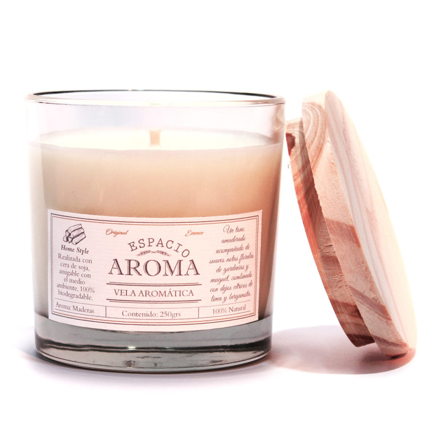 Vela de Soja Aromática 250 g Línea Clásica Maderas Espacio Aroma