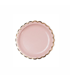 Plato de Cartón con Stamping Onda Rosa x 8