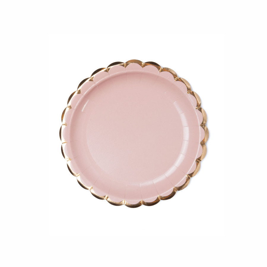 Plato de Cartón con Stamping Onda Rosa x 8