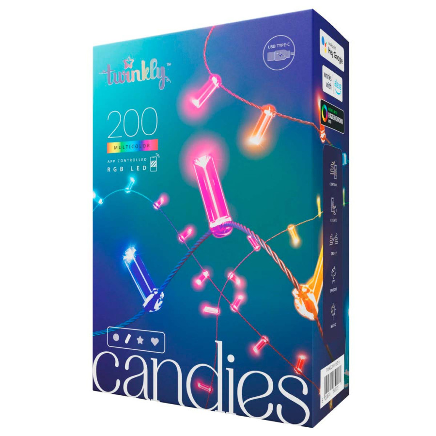 200 Luces LED Decorativas Inteligentes Candies Candles RGB USBC Twinkly