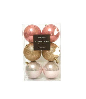 Bolas Rosas Doradas y Plateadas de 8 cm x 6 Alparamis