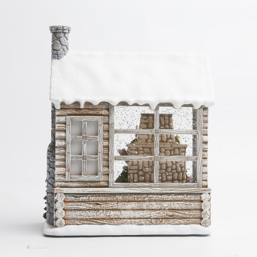 Adorno de Cabaña de Santa con LED 23 cm Alparamis