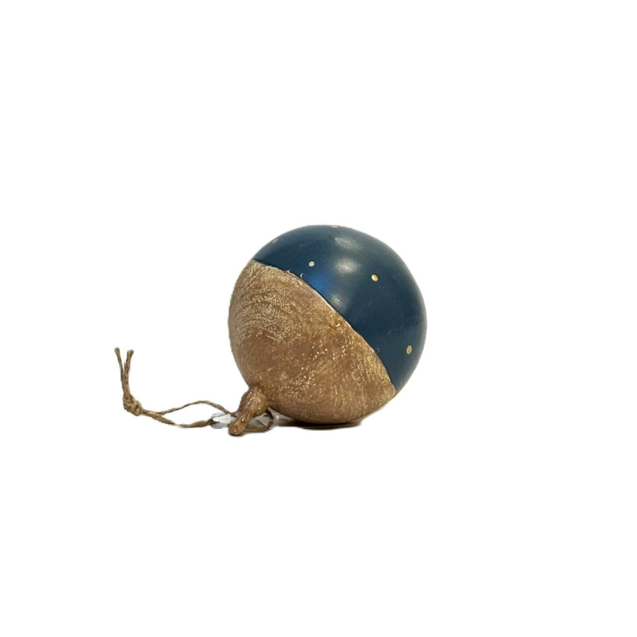 Bola de Navidad Azul y Madera 8 cm Alparamis