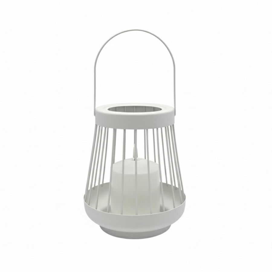 Farol Blanco 18 cm con Vela Pilar LED Alparamis
