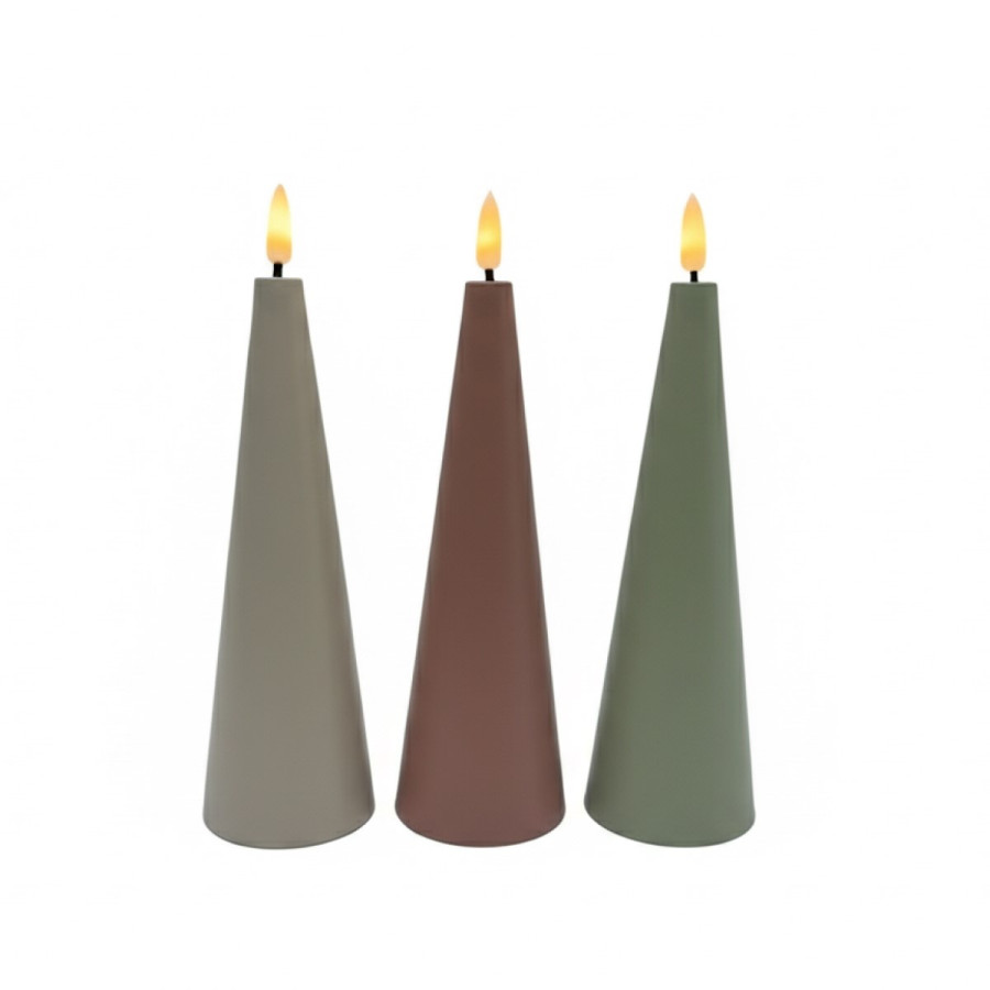 Vela Cónica LED Verde Seco 17.5 cm Alparamis