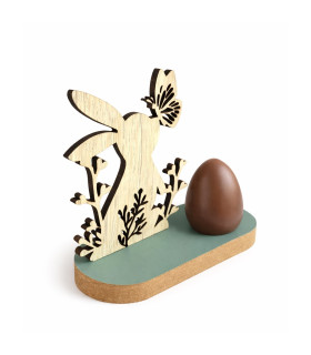 Adorno de Madera Conejo de Pascua con Base