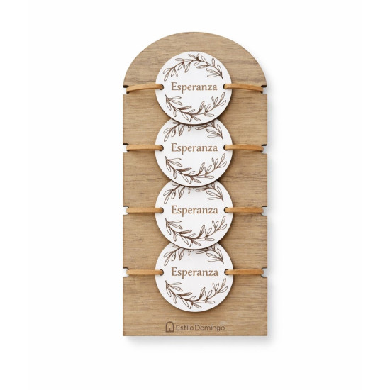 Portaservilletas de Madera con Grabado Esperanza x 4