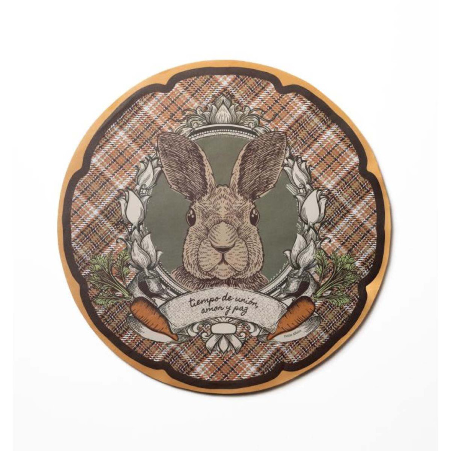 Individual Circular de Papel Conejo de Pascua