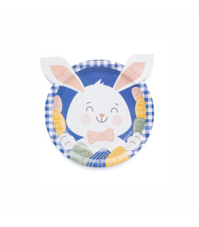 Plato de Cartón Animalitos Conejo Azul x 6