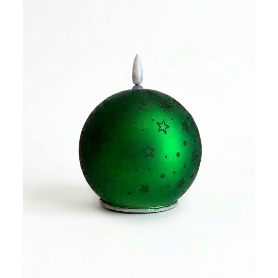 Vela LED Esfera de Vidrio Navideña 10 cm Verde Alparamis
