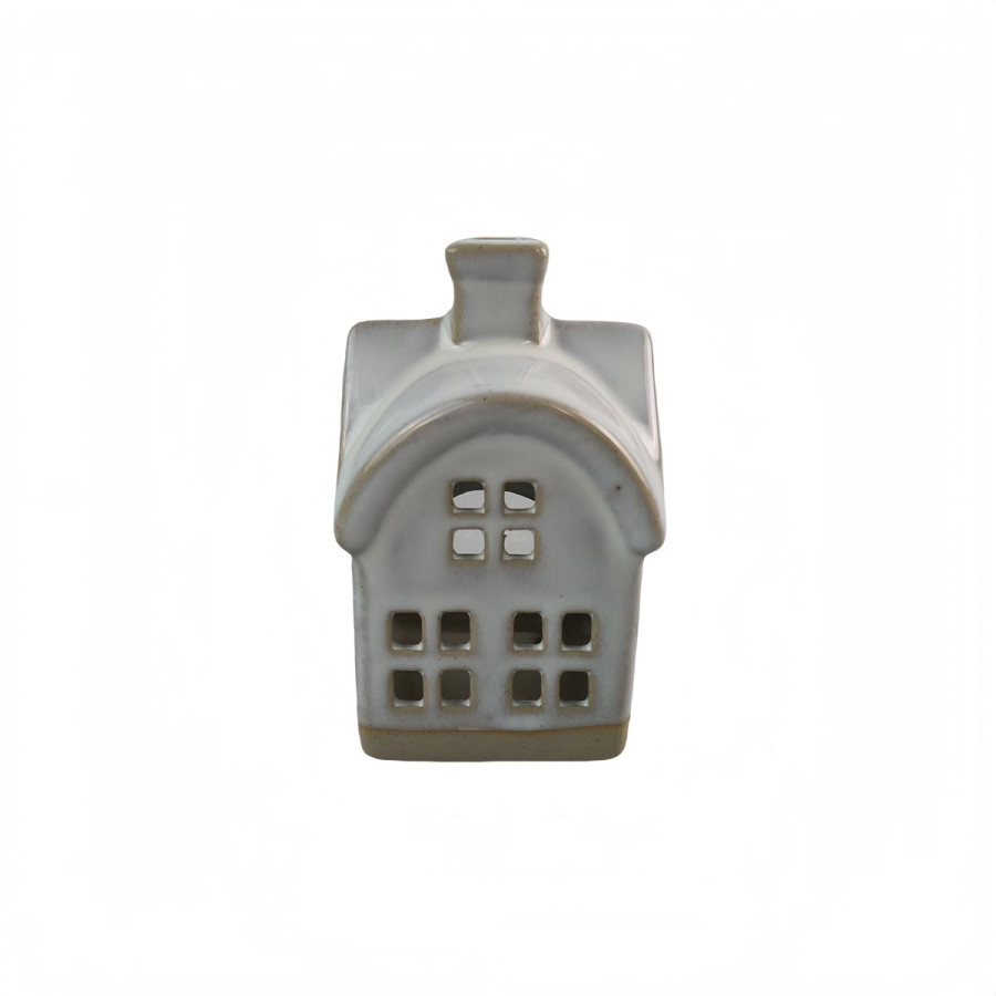Adorno de Navidad Casita Porta Vela Porcelana 11 cm Alparamis