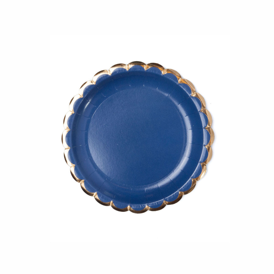 Plato de Cartón con Stamping Onda Azul x 8