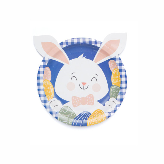 Plato de Cartón Animalitos Conejo Azul x 6