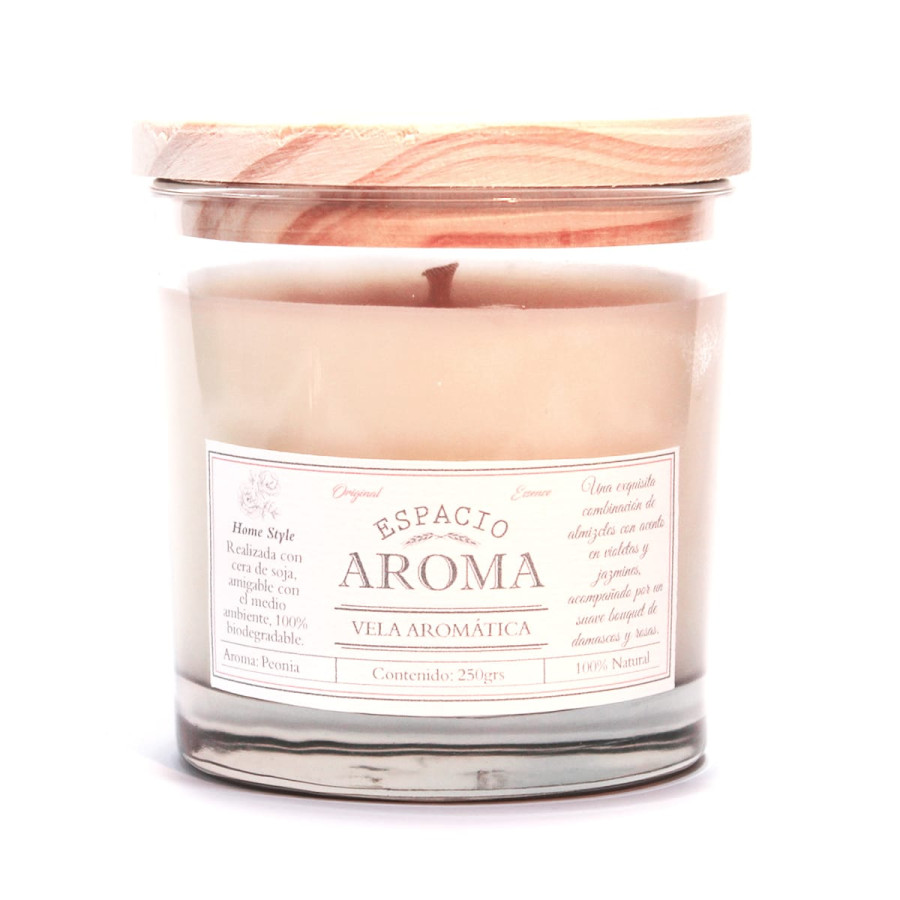 Vela de Soja Aromática 250 g Línea Clásica Peonia Espacio Aroma