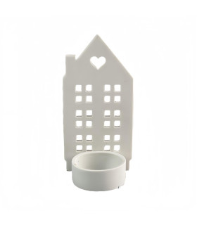 Adorno de Navidad Casita Porta Vela Porcelana 14 cm Alparamis