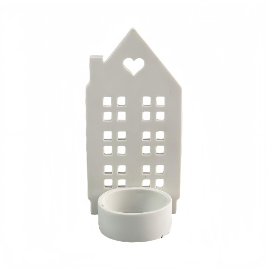 Adorno de Navidad Casita Porta Vela Porcelana 14 cm Alparamis