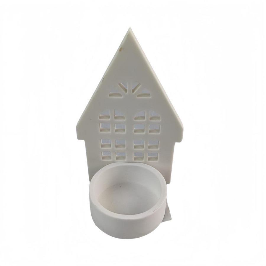Adorno de Navidad Casita Porta Vela Porcelana 12 cm Alparamis