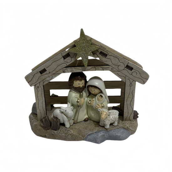 Pesebre de Navidad Blanco Minimalista 11x8x5 cm Alparamis