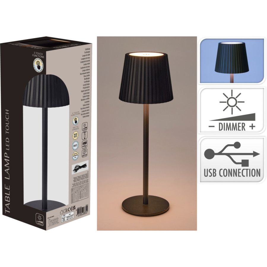 Lámpara de Mesa Recargable USB 27 cm Negra Alparamis