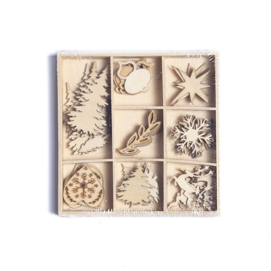 Set de 40 Adornos de Madera en Caja Alparamis