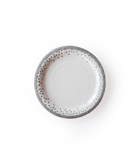 Plato Reciclable Puntitos Plateados x 6