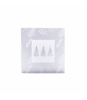 Tarjeta Navideña Stamping Hojas Plateadas