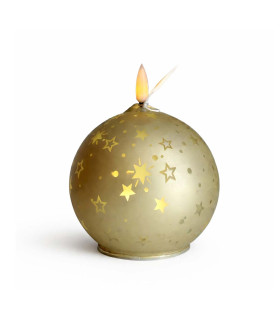Vela LED Esfera de Vidrio Navideña 10 cm Dorada Alparamis