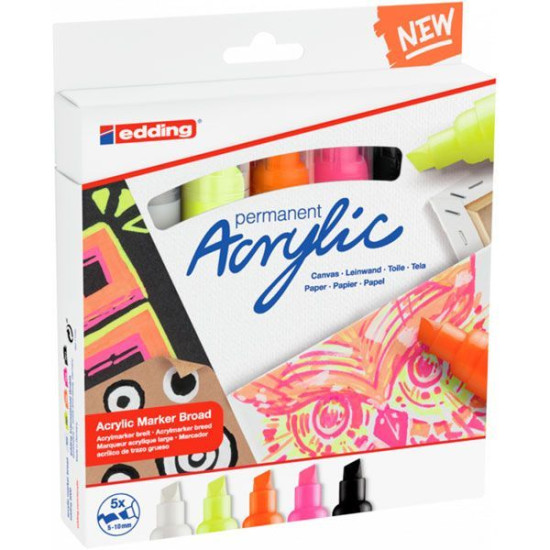Marcador Acrílico Edding 5000 Ancho 5 Colores Neón