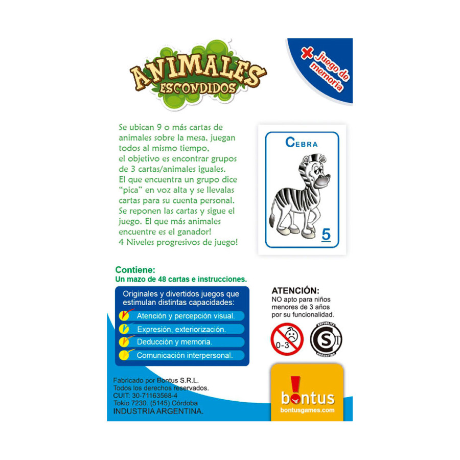 Juego Didáctico de Cartas Animales Escondidos