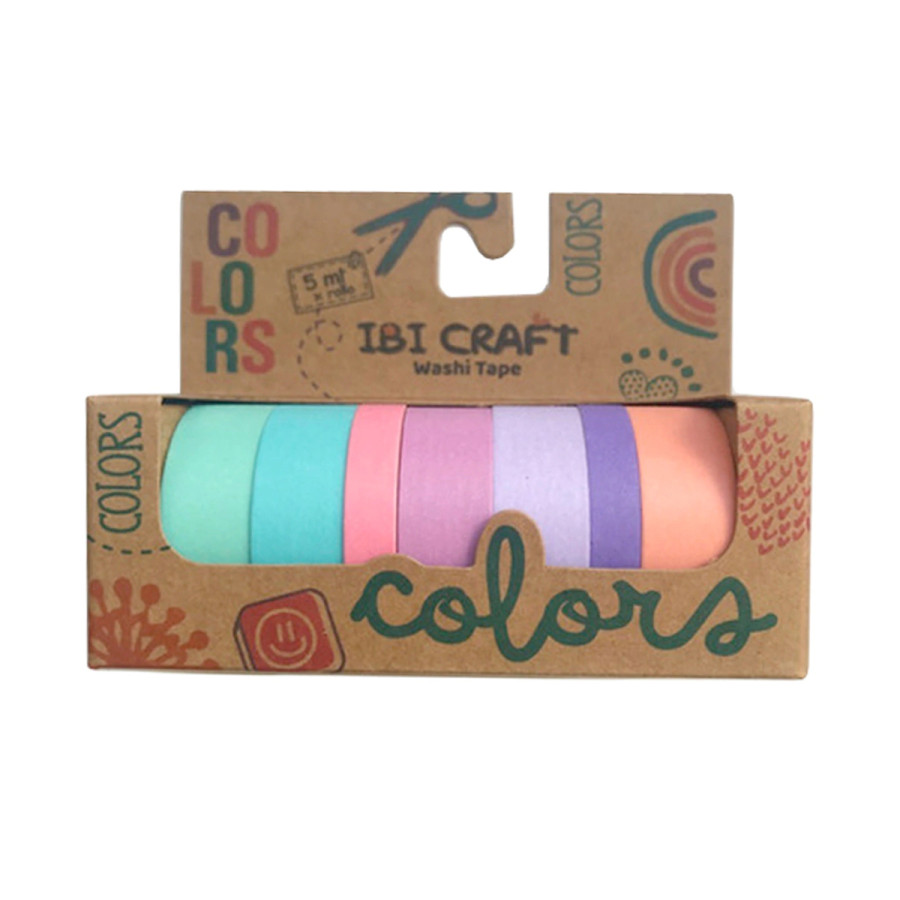 Washi Tape Box 7 Rollos de 5 m Pastel Ibicraft