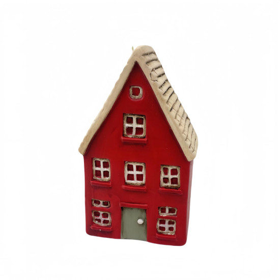 Adorno de Navidad Casita Roja de Cerámica 14 cm Alparamis