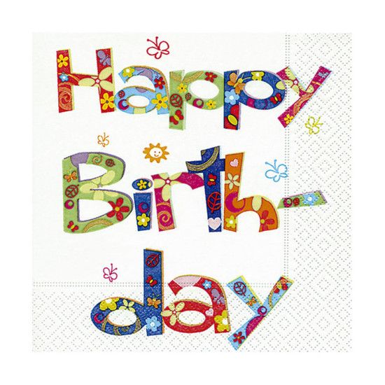 Servilletas 33 x 33 cm Flower Power Birthday