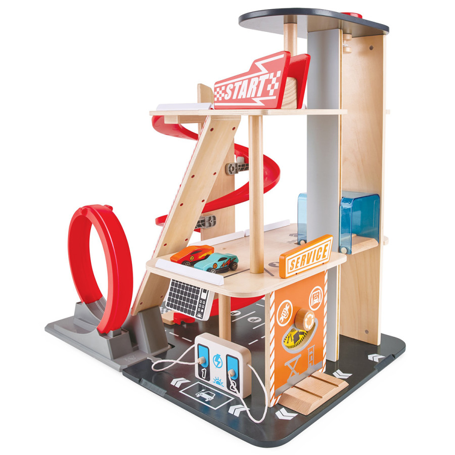 Garaje para Autos de Juguete con Saltos y Piruetas Hape