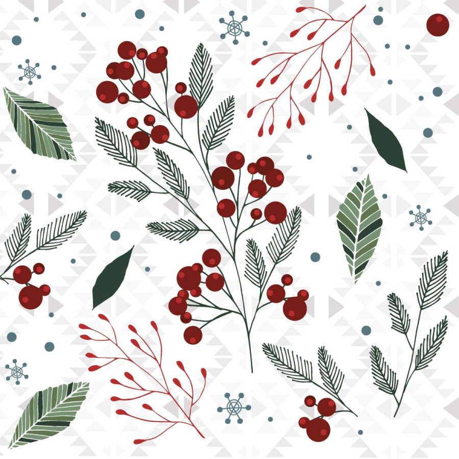 Servilletas 33 x 33 cm Festive Florals Xmas