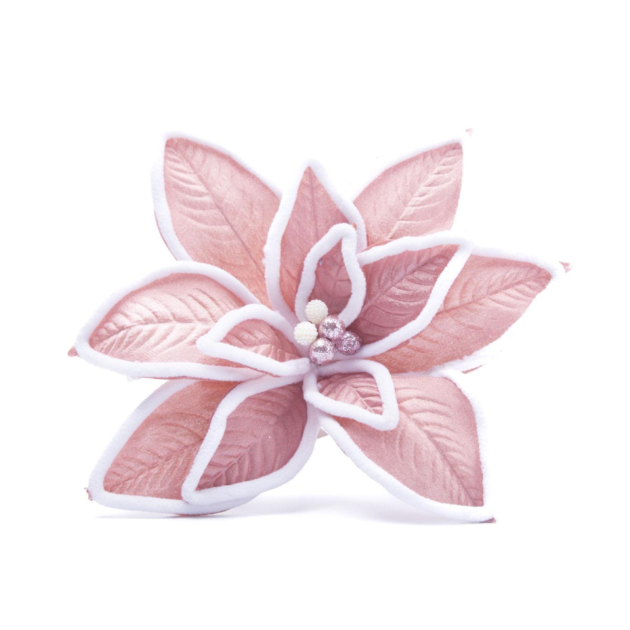 Adorno Estrella Federal Rosa Borde Blanco 30 cm Alparamis A24-4097