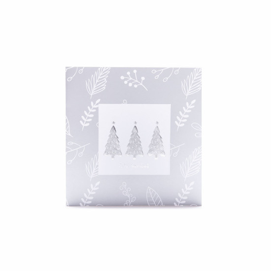 Tarjeta Navideña Stamping Hojas Plateadas