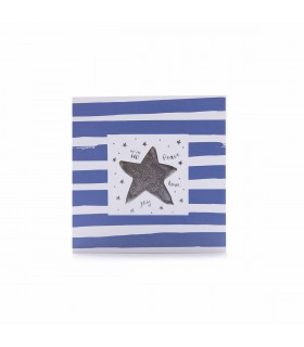 Tarjeta Navideña Stamping Rayas Azules