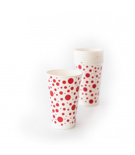 Vasos De Polipapel Lunares Rojos x 8