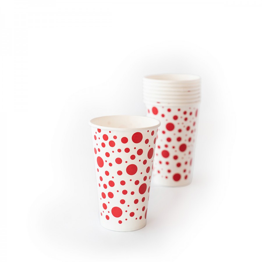 Vasos De Polipapel Lunares Rojos x 8