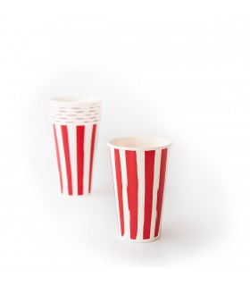 Vasos De Polipapel Rayas Rojas x 8