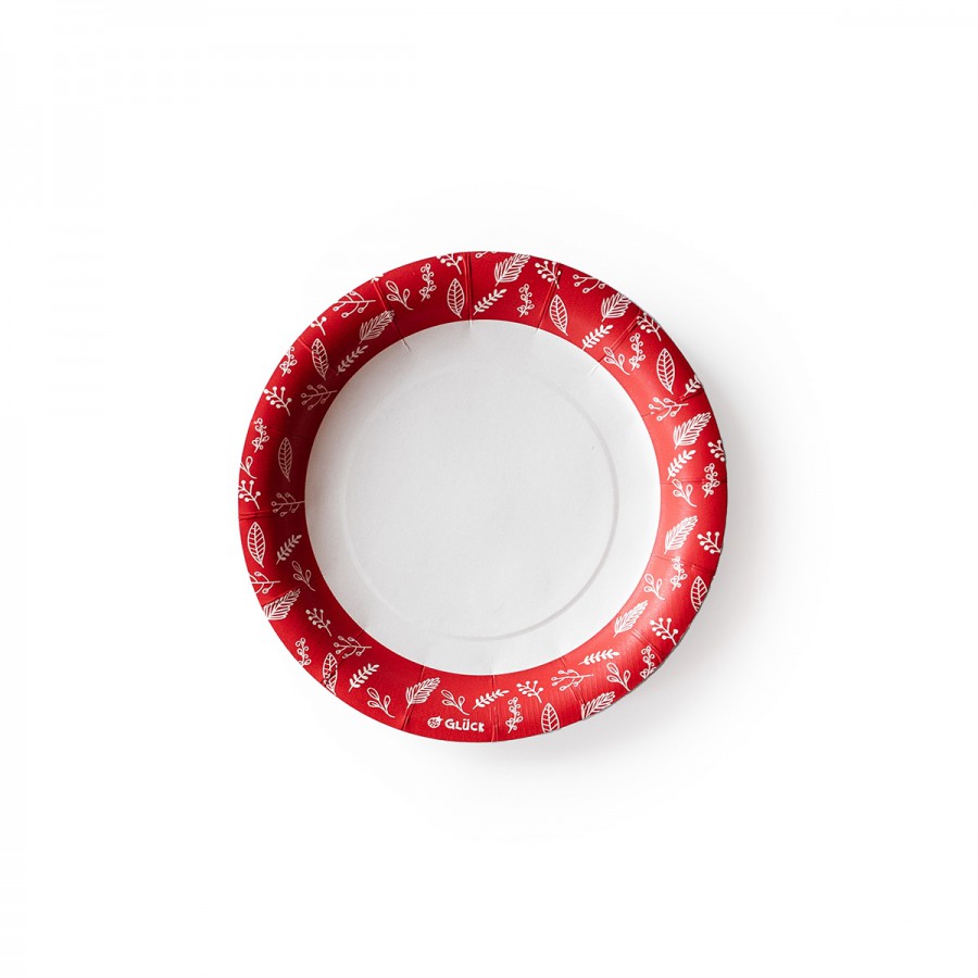 Plato de Polipapel Hojas Rojas x 6