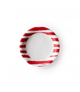 Plato de Polipapel Rayas Rojas x 6