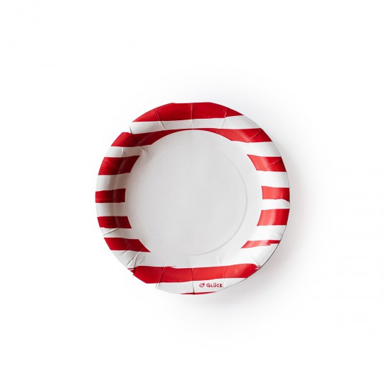 Plato de Polipapel Rayas Rojas x 6